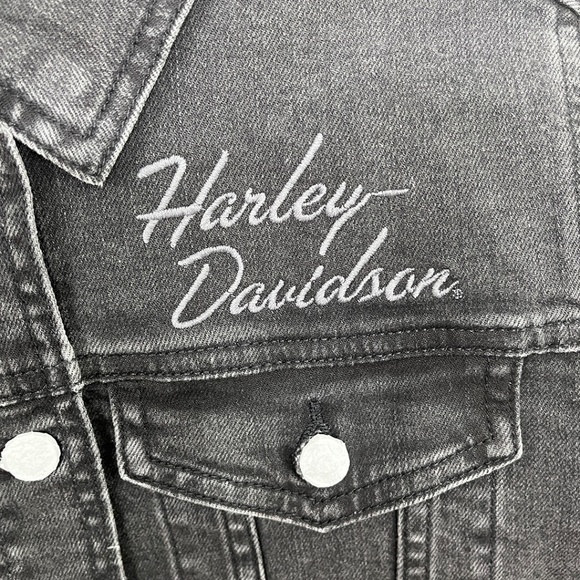 NWT Harley-Davidson® Women's Black Denim Jacket Medium - Picture 6 of 14